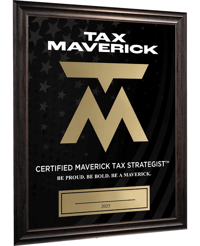 Certified Maverick plaque awarded through professional tax strategist certification program